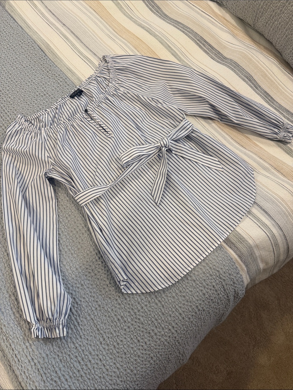 Rag & Bone Striped Off-Shoulder Tie-Waist Women's Top